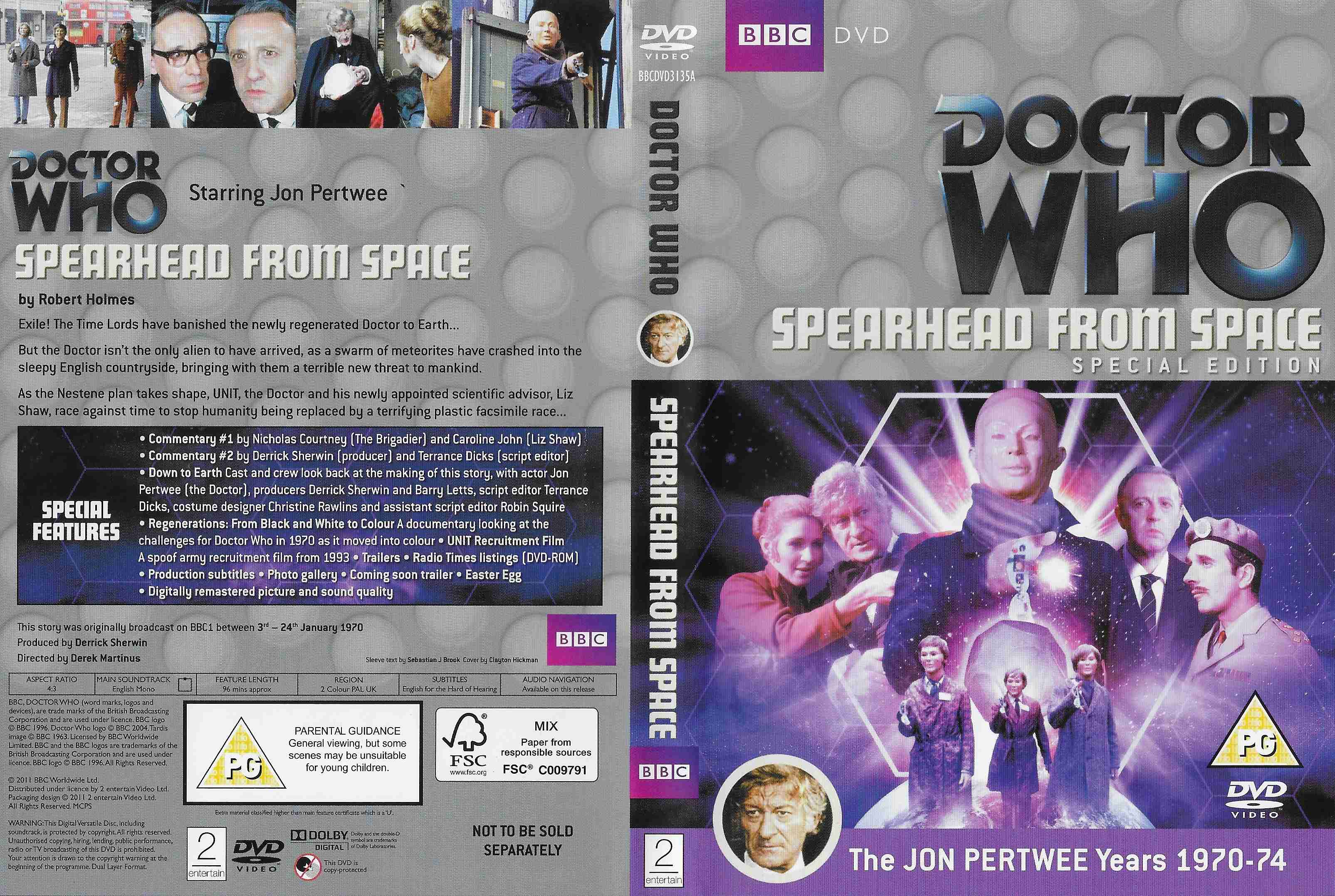 Picture of BBCDVD 3135A Doctor Who - Spearhead from space by artist Robert Holmes from the BBC records and Tapes library